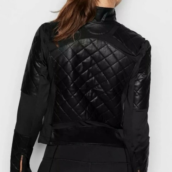 Victoria’s Secret NWOT Size M Black Quilted Faux Leather Bomber Jacket (0562) - Picture 2 of 12